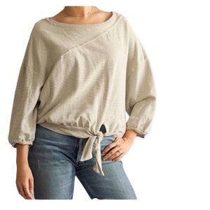 🍎Free with Purchase -Belle Vere Stripped Crop Front Tie Top